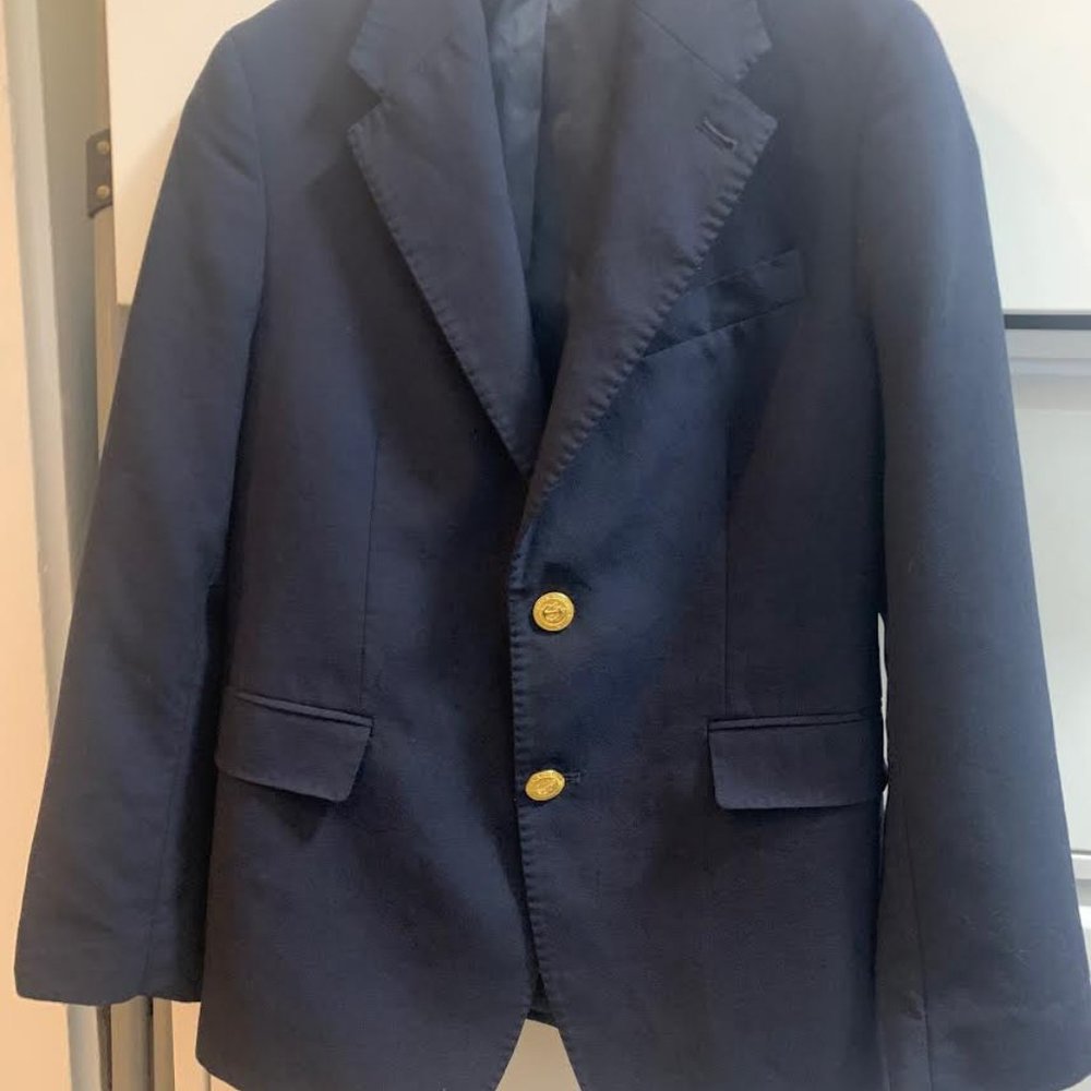 Vineyard Vines Boys Traditional Navy Blazer with Gold Buttons, 100% Wool Size 10